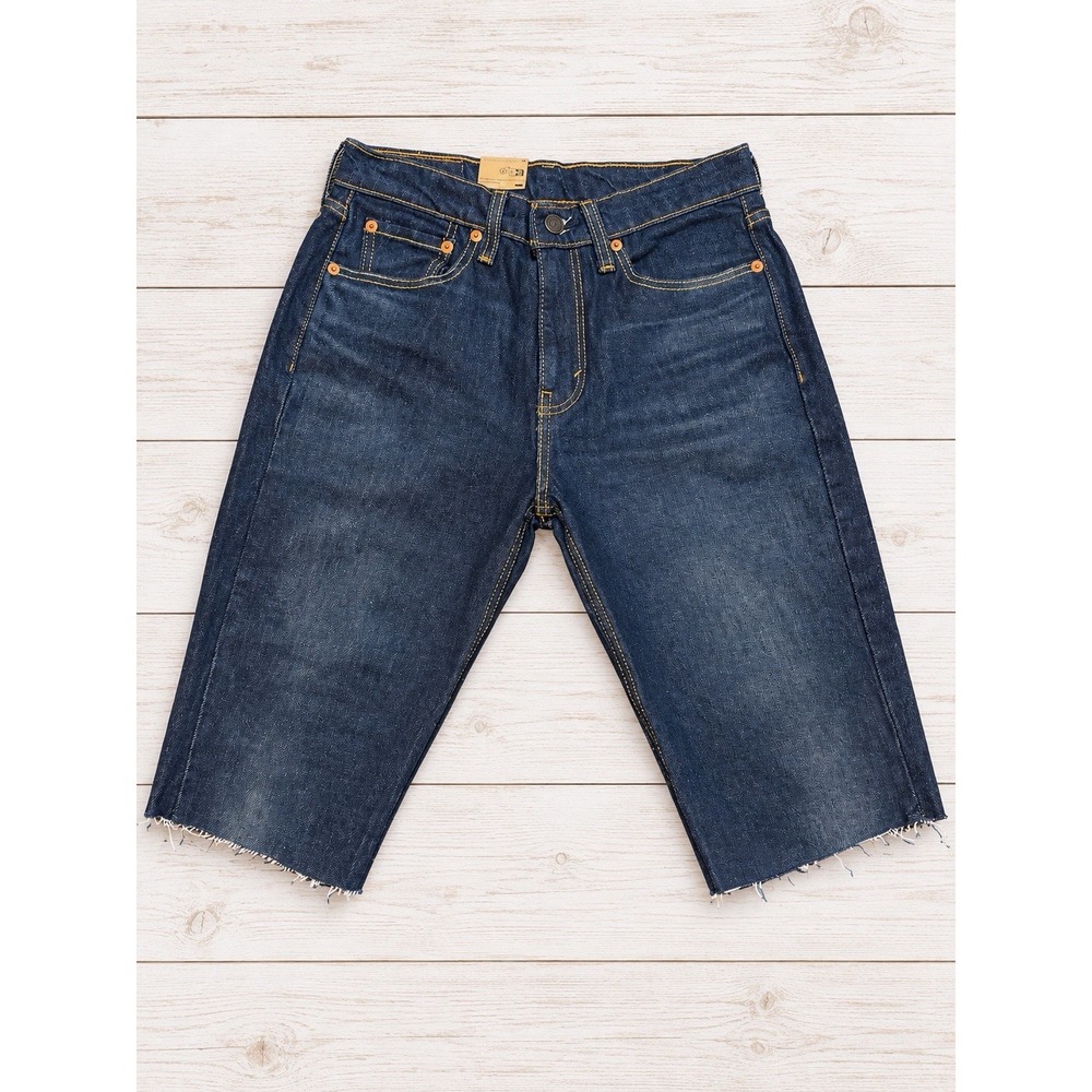 Levi's 511 Men W28 Dark Wash Denim Cutoff Shorts Raw Hem Jorts 14" Inseam NWT